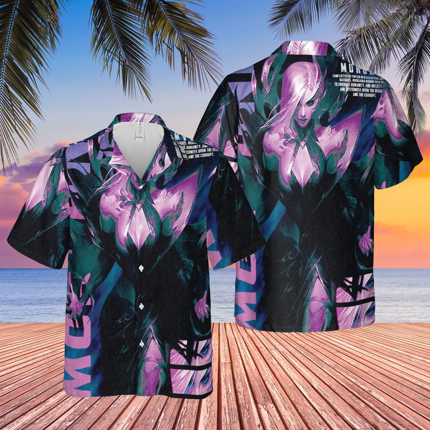Morgana Hawaiian Shirt - LoL Fallen Angel Graphic Button Up
