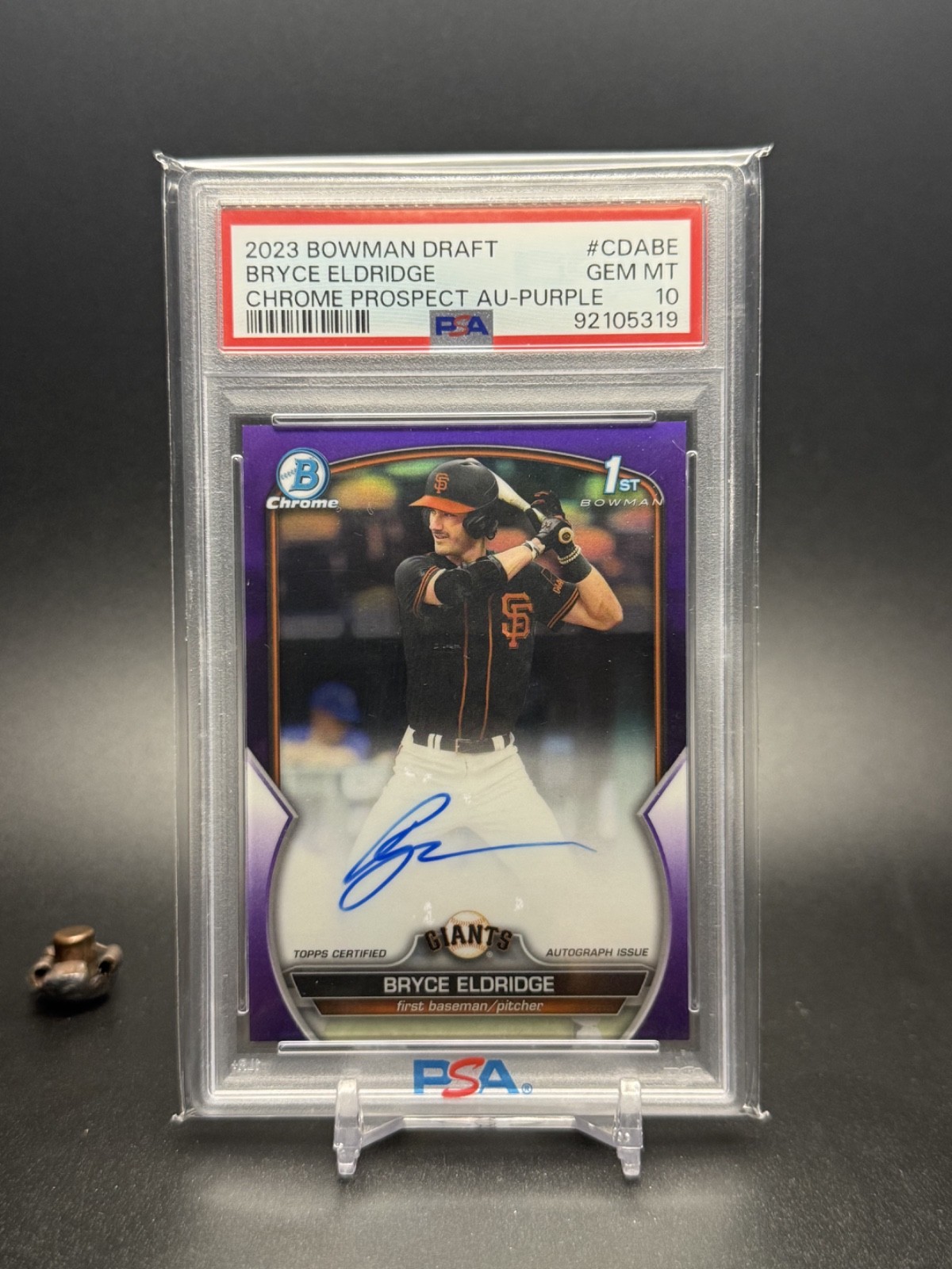 2023 Bowman Draft 1st Auto Purple Refractor /250 #CDA-BE Bryce Eldridge PSA 10