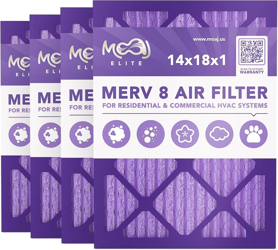 4-Pack 14x18x1 Pleated MERV 8 Air Filters | Superior Dust & Pollen Defense - Изображение 3 из 4