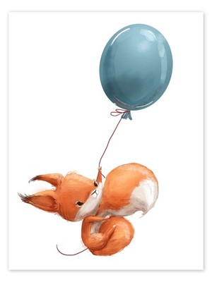Poster Eichhörnchen mit Ballon - Eve Farb
