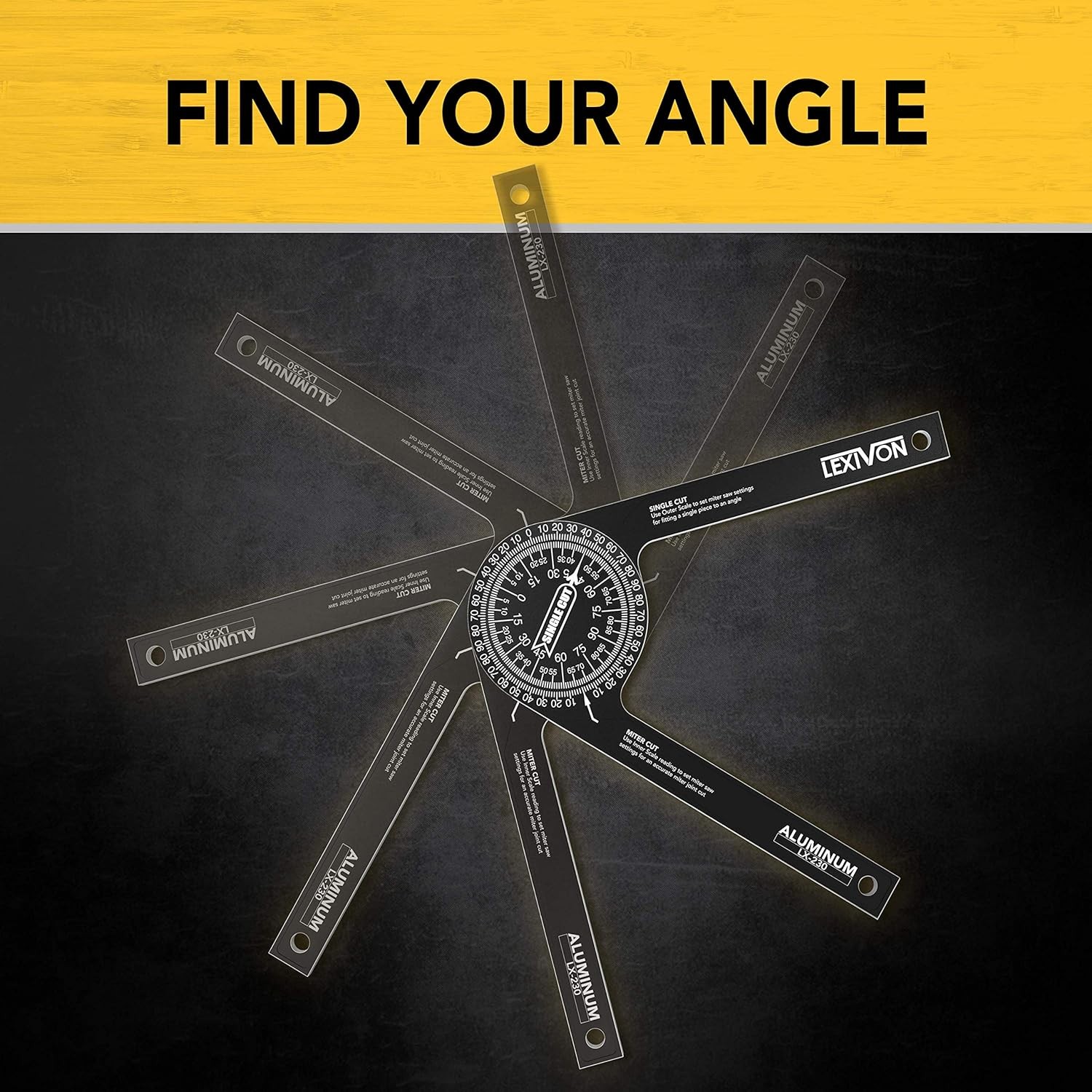 LEXIVON Aluminum Miter Saw Protractor | 7-Inch Rust Proof 7 Inch, Silver 