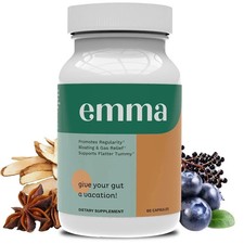 Emma Gut Health Supplement for Gas  Bloating Relief,Leaky Gut Repair,60 Capsule