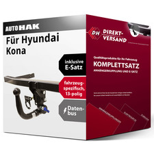 Anhängerkupplung abnehmbar + E-Satz 13pol spezifisch für Hyundai Kona 17-23 Set