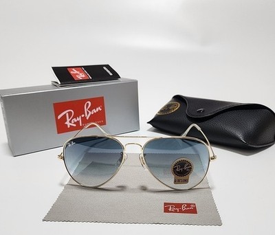 Ray-Ban RB3025 001/3F Aviator Pilot Sunglasses Gold Frame Gradient Blue Len 58mm