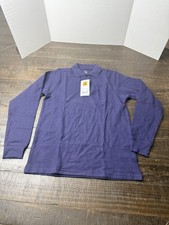 A Solid Blue 1/4 Button Polo Uniform Long Sleeve Youth XL NEW