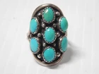 VINTAGE NAVAJO INDIAN STERLING SILVER TURQUOISE CLUSTER RING SZ: 6 1/2  BUY NOW!