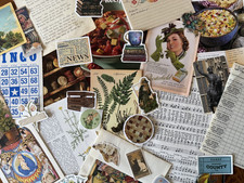 Vintage Paper Ephemera Lot Junk Journal, Recipe cards, game pieces, stickers (A)