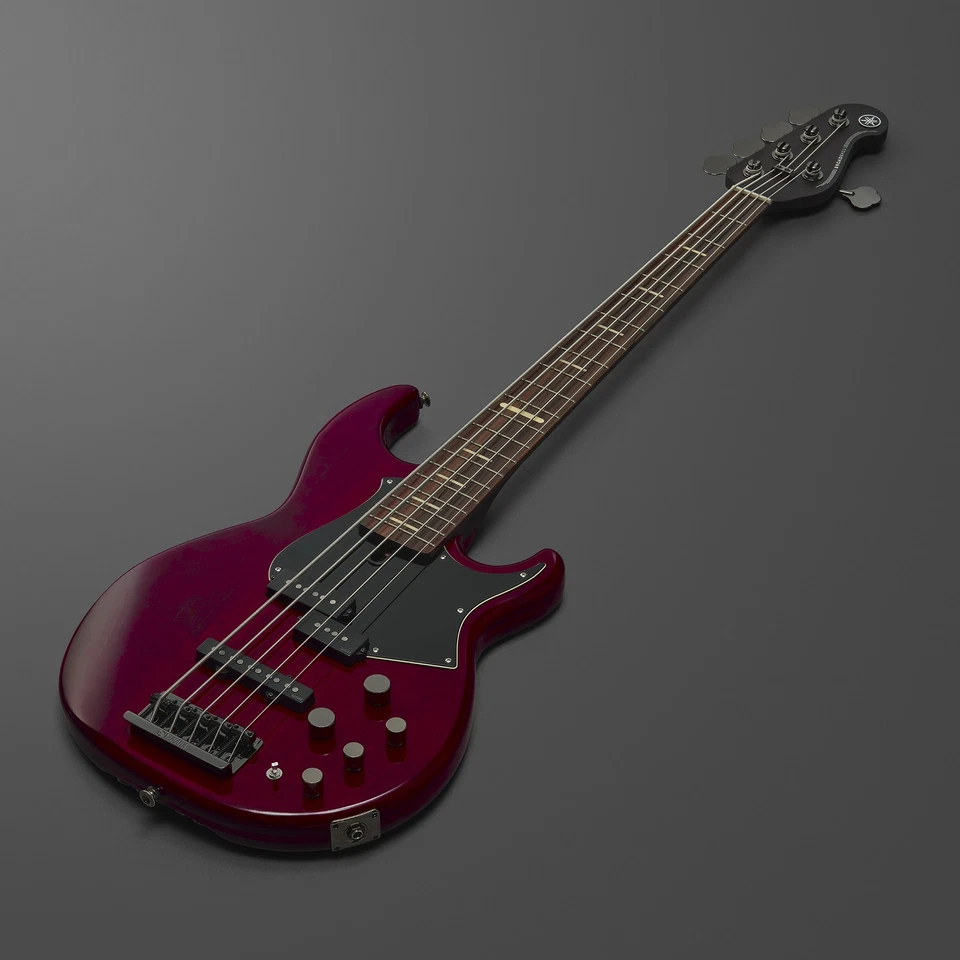 Bajo Yamaha BB735A de 5 cuerdas para diestros rojo encendido con alerta de batería LED Foto 4 de 4