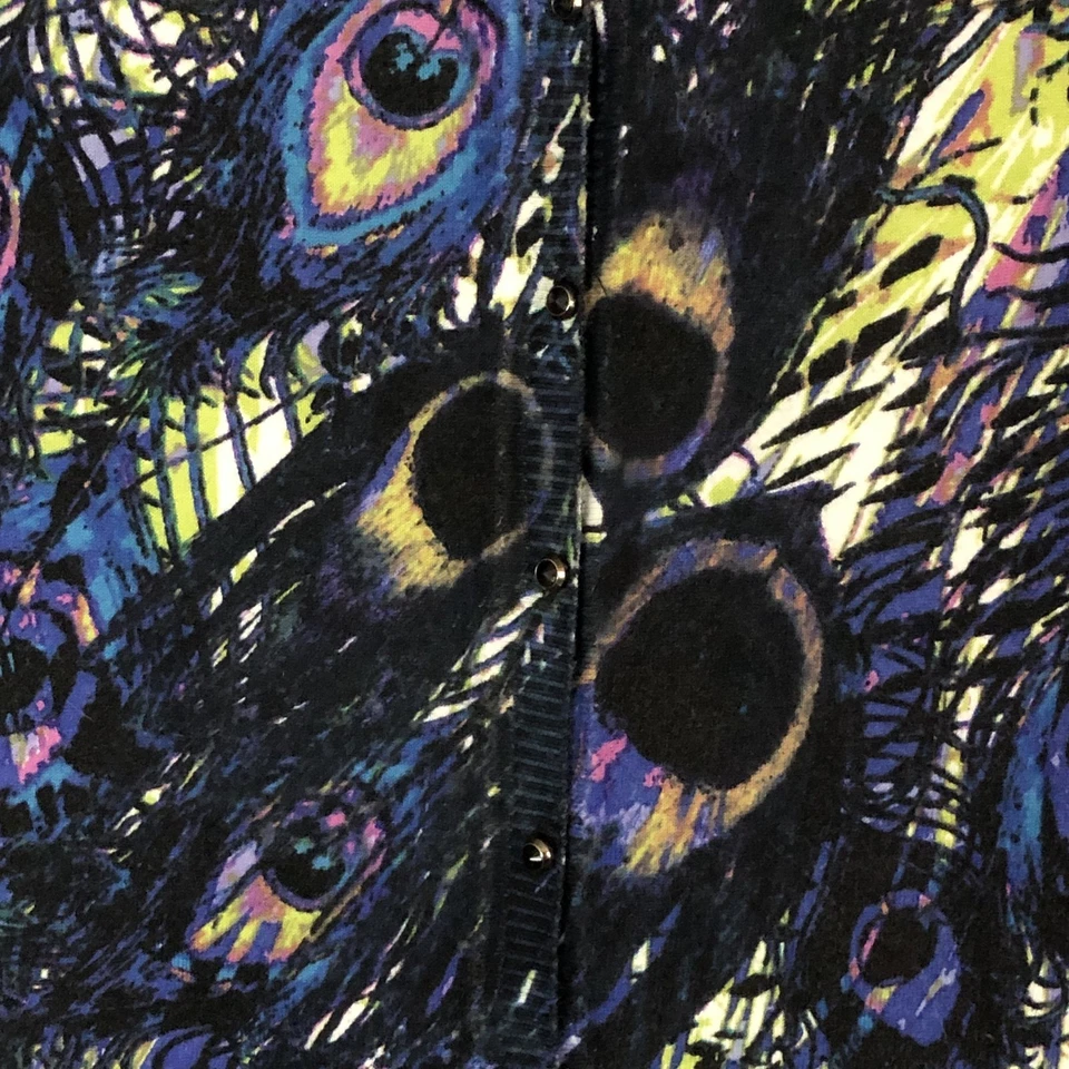 Кардиган Lane Bryant свитер женский 22/24 павлинье перо печать на пуговицах плюс S - Изображение 3 из 4