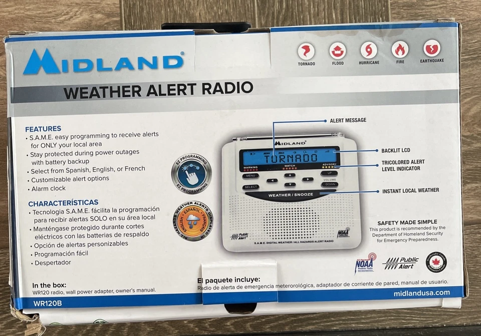 Midland WR120B Emergency DigitalWeather Public Alert Radio with Alarm clock NEW! - Image 2 of 2