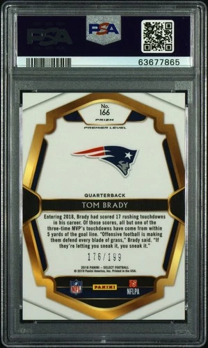 2018 PANINI SELECT TRI-COLOR PRIZM #166 TOM BRADY 176/199 PSA 9