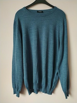 Walbusch warme Herren Strickpullover Gr. 58-60 Wollmischung In Blau. 