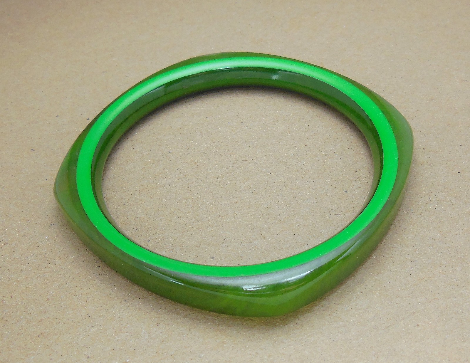 Vintage 2-Tone Solid Striped Translucent Green Te… - image 4