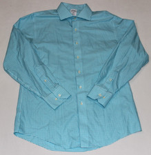 Brooks Brothers Regent Button Up Dress Shirt Mens Size 16-4/5 Light Blue Check