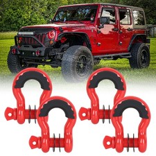 4 Pack Red D Ring Shackles 34 With 78 Pin Heavy Duty Towing Accessories