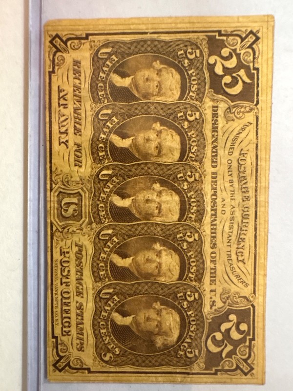 Civil war!!! 1862 25 cents stamp note fractional currency