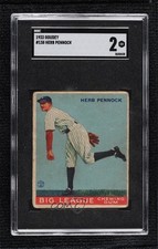 1933 Goudey Big League Chewing Gum R319 Herb Pennock #138 SGC 2 HOF 10fh