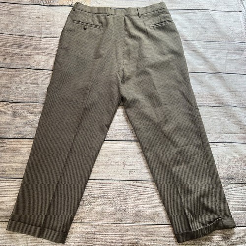 Pantalone vestito Jos A Bank pied de poule 100% lana marrone taglia 37 37x30 plissettato carriera - Foto 7 di 10