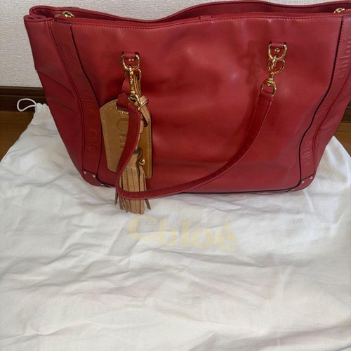 Chloe Red Shoulder Bag Leather Women's Japan