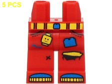 5 Pcs LEGO Part Minifigure Legs Decorated 970c00pb1748 Red