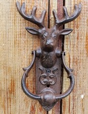 Beautiful & Unusual Large Rustic Vintage Style Cast Iron 'Stag' Door Knocker 