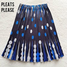 PLEATS PLEASE Issey Miyake Polka Dot Pleated A-Line Skirt Size 3 L EL BFB