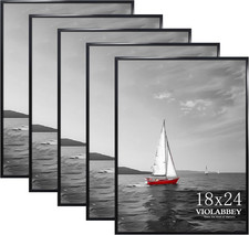 Set of 5 Black 18x24 Frames for Wall Mounting - Vertical  Horizontal Display