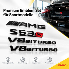 Für Mercedes S-Klasse S63S V8 BITURBO AMG Schriftzug schwarz 4 Stück ABS Für Mercedes S-Klasse S63S V8 BITURBO AMG Schriftzug schwarz 4 Stück ABS