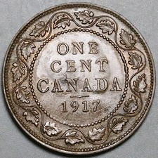 1917 Canada George V 1 Cent UNC WWI Coin (25101803R)