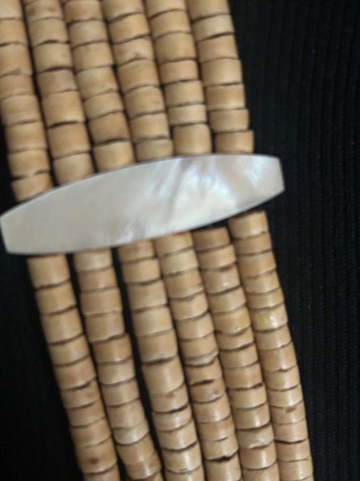 Cinturón de cadera bohemio nativo hippie vintage años 70 bronceado tallado a mano cuentas concha hueso Foto 4 de 4