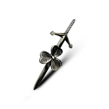 Shamrock Scottish 4" Nickel Antique Finish Kilt Pin