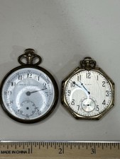 2 Antique Pocket Watches 21J Railroad & Elgin 17J Parts Repair