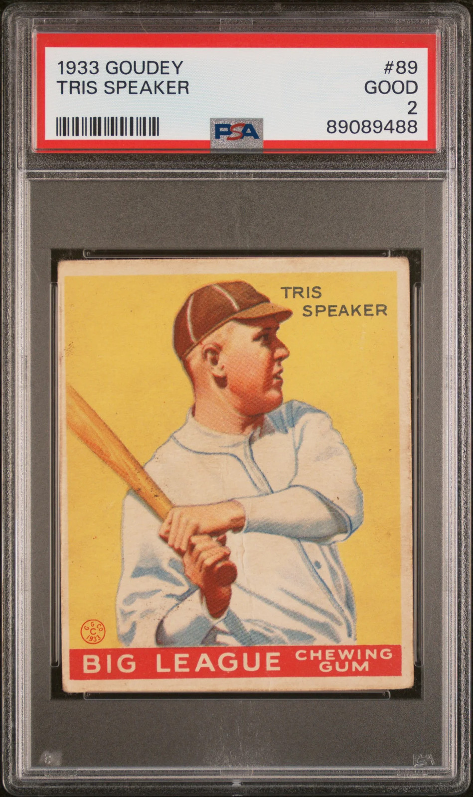 1933 Goudey Tris Speaker #89 PSA 2 view 1