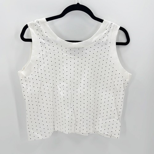 Vintage Richard Sport white polka dot cropped sleeveless top size M festival - Picture 2 of 5