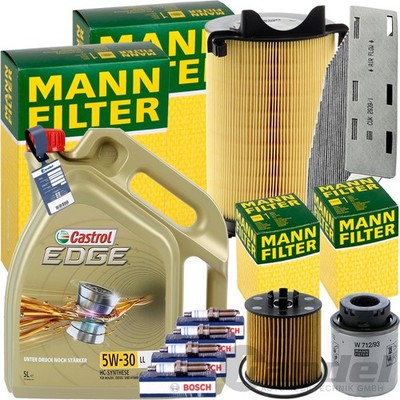 MANN INSPEKTIONSPAKET+5L CASTROL 5W-30 MOTORÖL passend für VW GOLF 5 AUDI A3 TSI