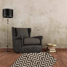 Riverbay Furniture Transitional Reversible Chevron Wool 2'6"x4'6" Rug in Brown