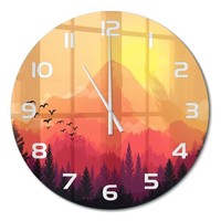 Glas-Wanduhr Aus GehäRtetem Glas Wanduhr Berglandschaft WeißE Zeiger Fi60 Cm