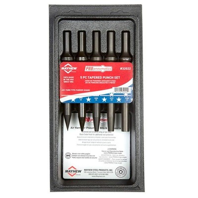 Mayhew Tools 32022 Pneumatic Taper Punch Set, Black Oxide Finish, 5-Piece