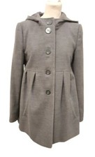 F&f Grey Hooded Single Breasted Coat Size 10 Uk