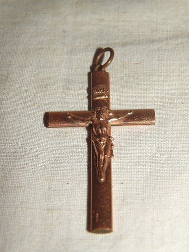 Anhänger Kreuz Schaumgold um 1900 rotgoldfarben 4,5 x 2,5 cm - Picture 2 of 4