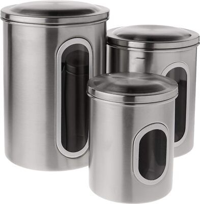 Fox Run 6103 Canister Set, Stainless Steel, 3-Piece Metallic, 5.75 x Metallic 