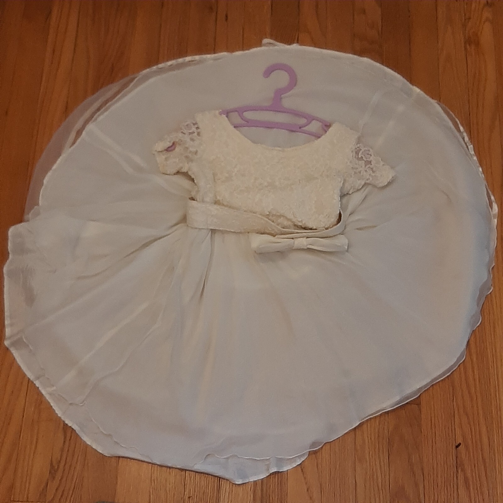 Vtg Girls 10 FULL CIRCLE Maya & Me USA Ivory Off-White Lace Pageant Dress Retro thumbnail 9