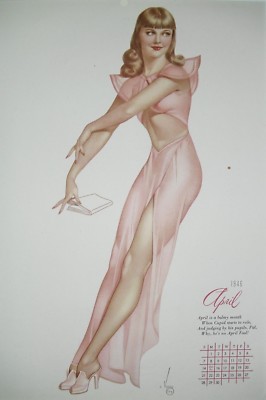 Vintage November 1946 Esquire calendar print Pin Up Girl ALBERTO