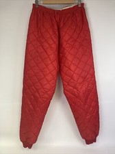 VTG Adult XL Red Quilted Nylon Thermal Liner Snow Winter Puffy High Rise Pants