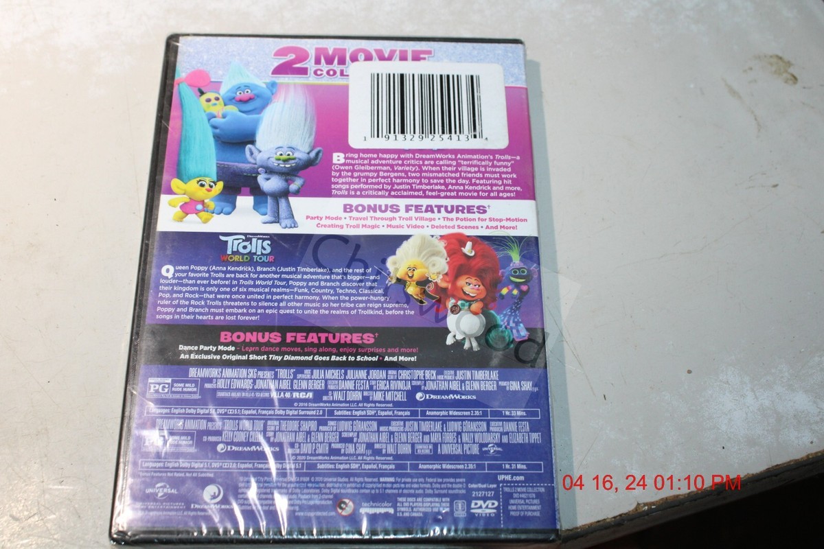 Trolls / Trolls World Tour 2-Movie Collection (DVD) for sale