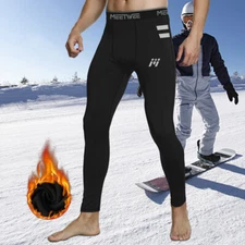 Men Compression Pants Thermal Tight Base Under Layer Workout Leggings Gym Sports
