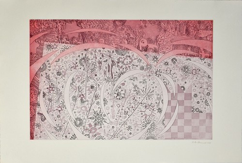 Pomeranian, half angel natural. B4. [2]002. [Signed Original Color Etching].