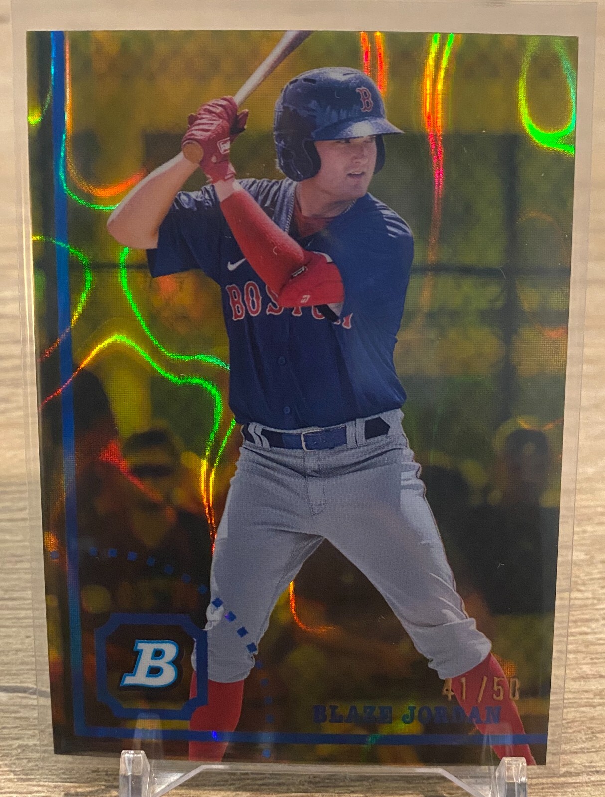 2022 Bowman Heritage Chrome Blaze Jordan Gold Lava Refractor #'d /50 Red Sox