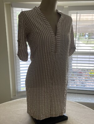 Anne Klein Gold Stripe Zip Dress 4 | eBay