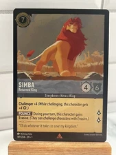 Disney Lorcana Simba Returned King 189/204 Rare NM Card FOIL